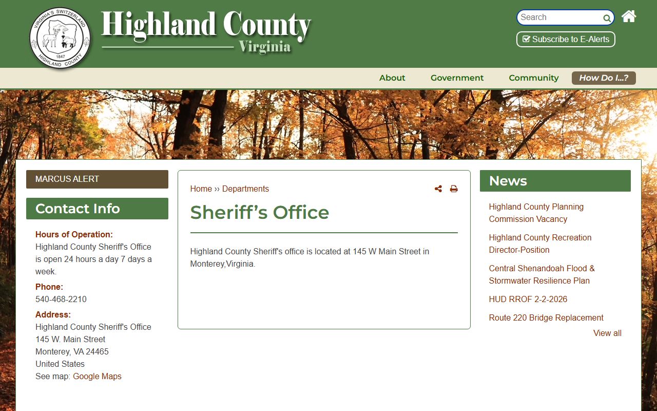 Highland County inmate population local sheriff custody source