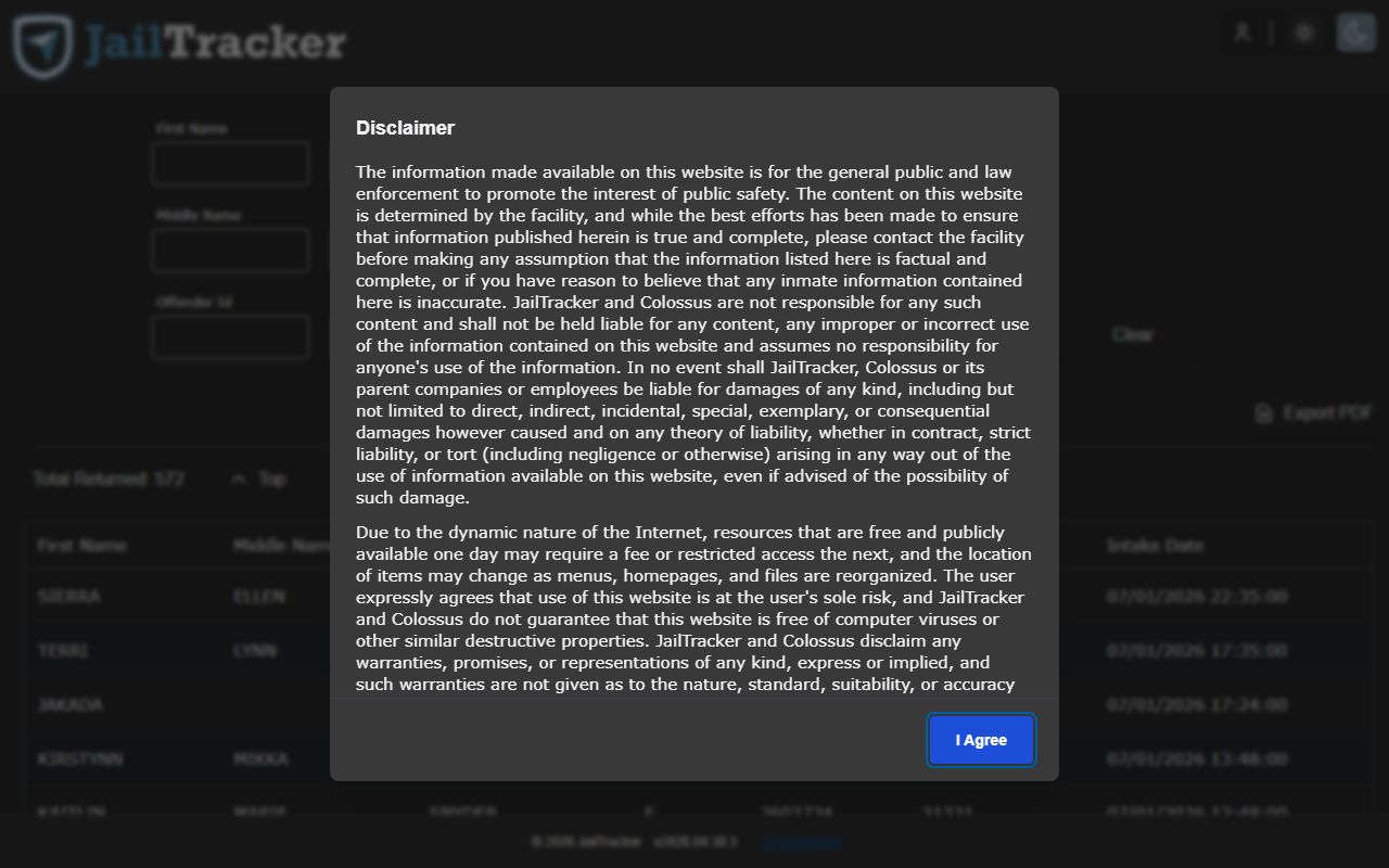 Highland County inmate population search through MRRJ JailTracker roster fields